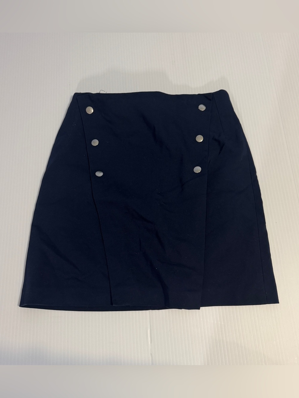 Zara Basic Navy Blue Button Wrap Mini Skirt XS Nautical Preppy Mod Old Money Y2K